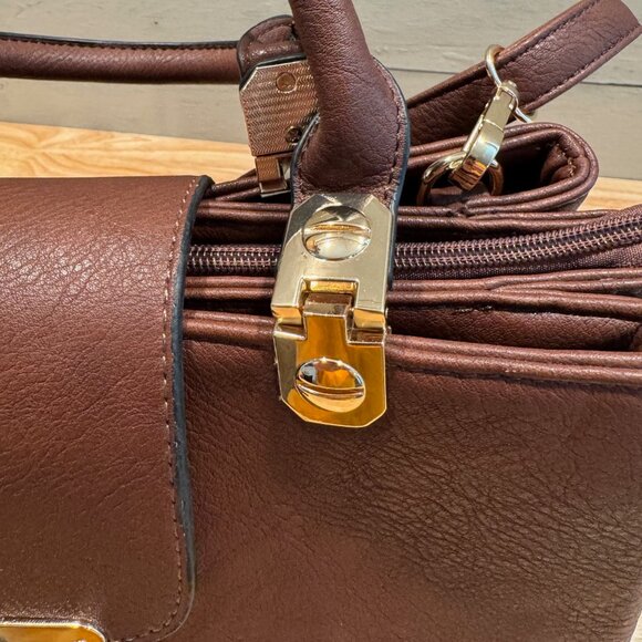 NWOT Women's Dasein Brown Vegan Leather Crossbody / Satchel bag Adjustable Strap - Picture 13 of 14